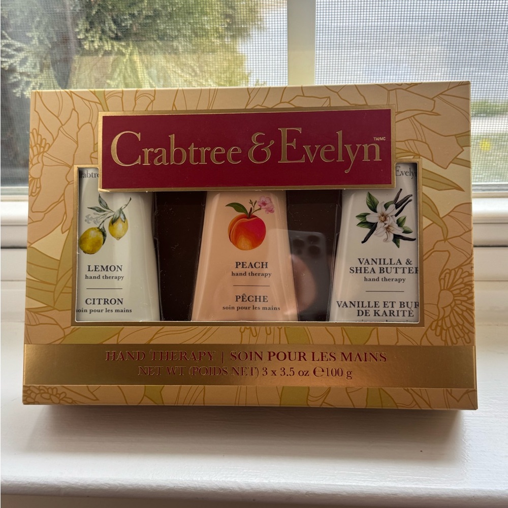 Crabtree & Evelyn Hand Therapy Trio - Lemon, Peach, Vanilla Full size 3.5 oz ea